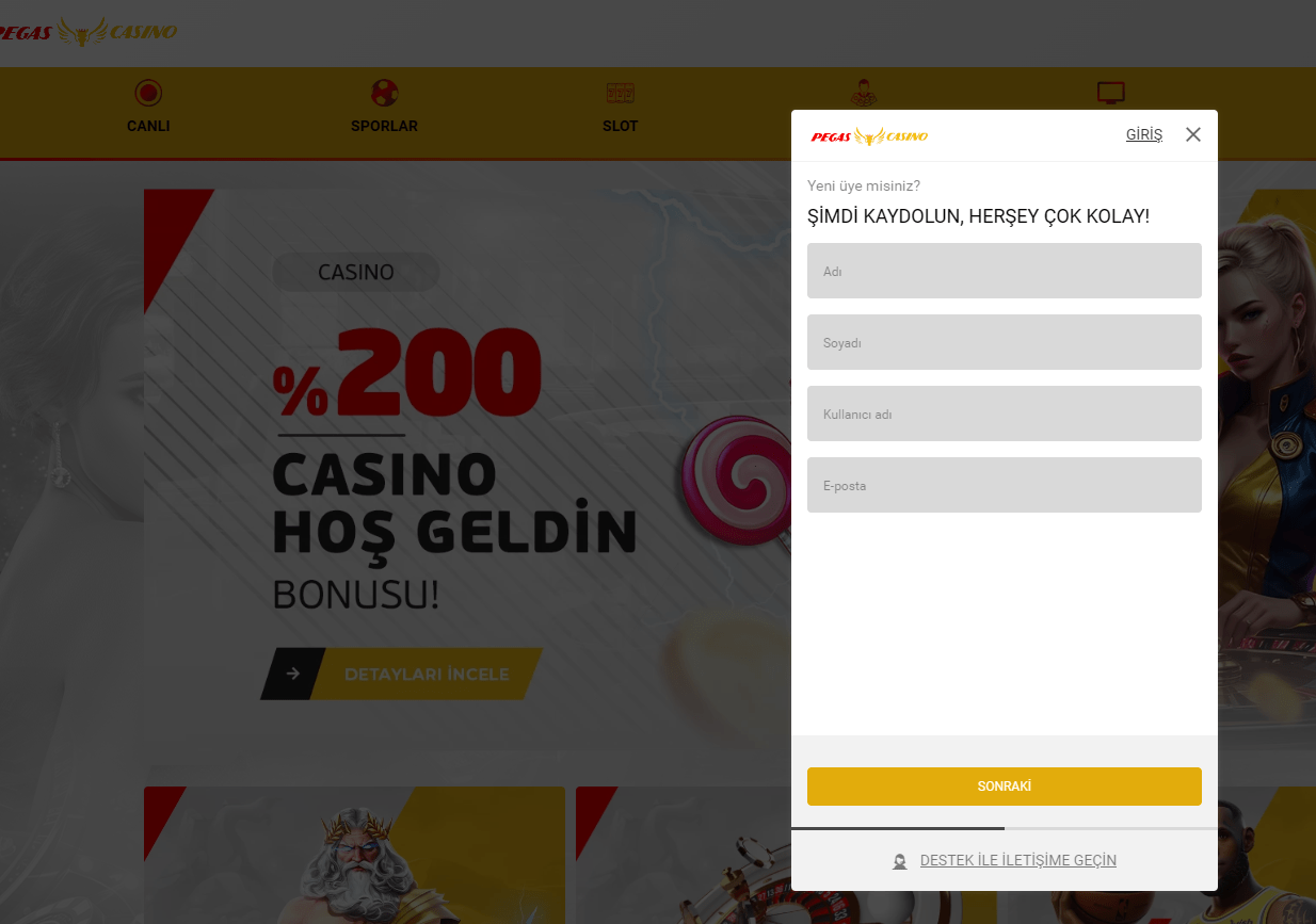 pegascasino üyelik